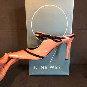 Cute pink with black heeled mules